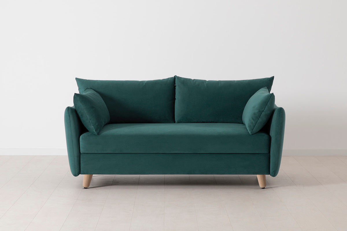 Model 08 Sofa Bed 2.5 Seater, Oak / Kingfisher