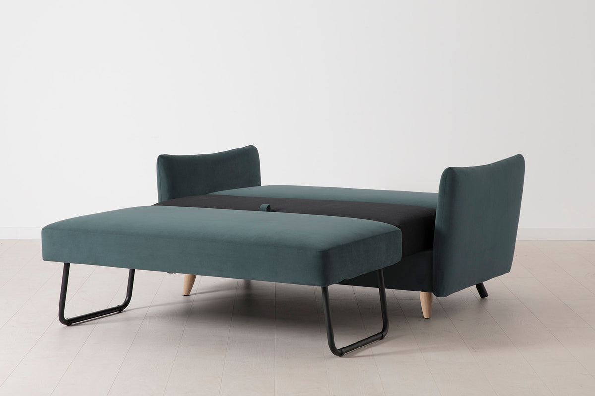 Model 08 Sofa Bed 2 Seater, Oak / Petrol