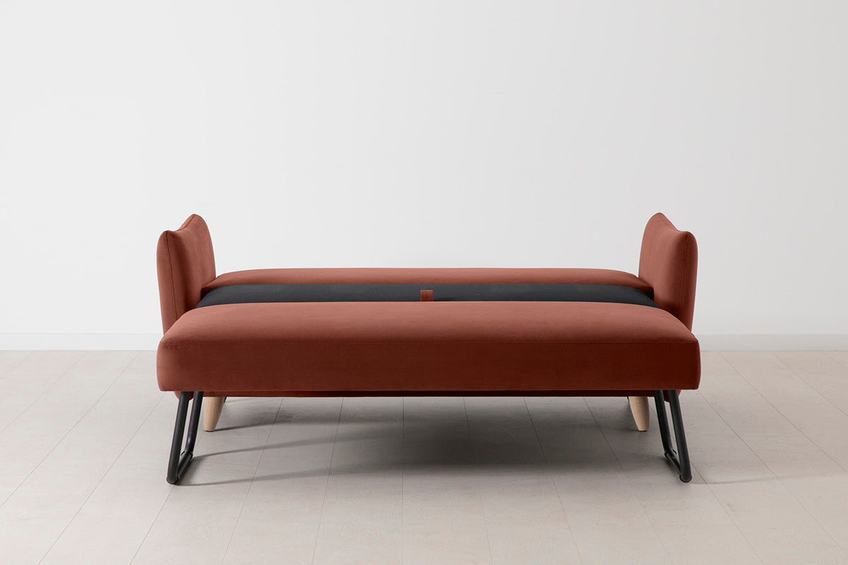 Model 08 Sofa Bed 2.5 Seater, Oak / Brick