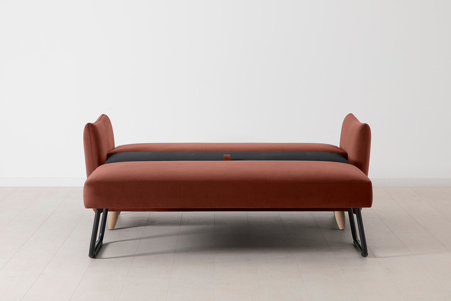 Model 08 Sofa Bed 2.5 Seater, Oak / Brick