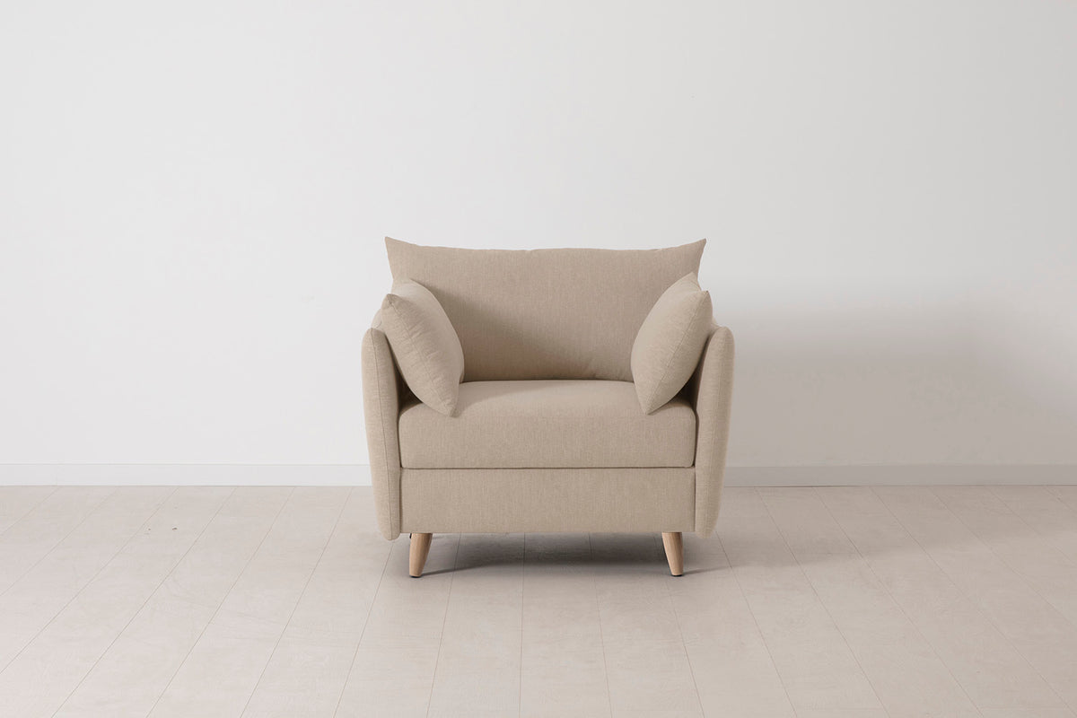 Model 08 Chair Bed Single Sofa Bed, Oak / Oatmeal
