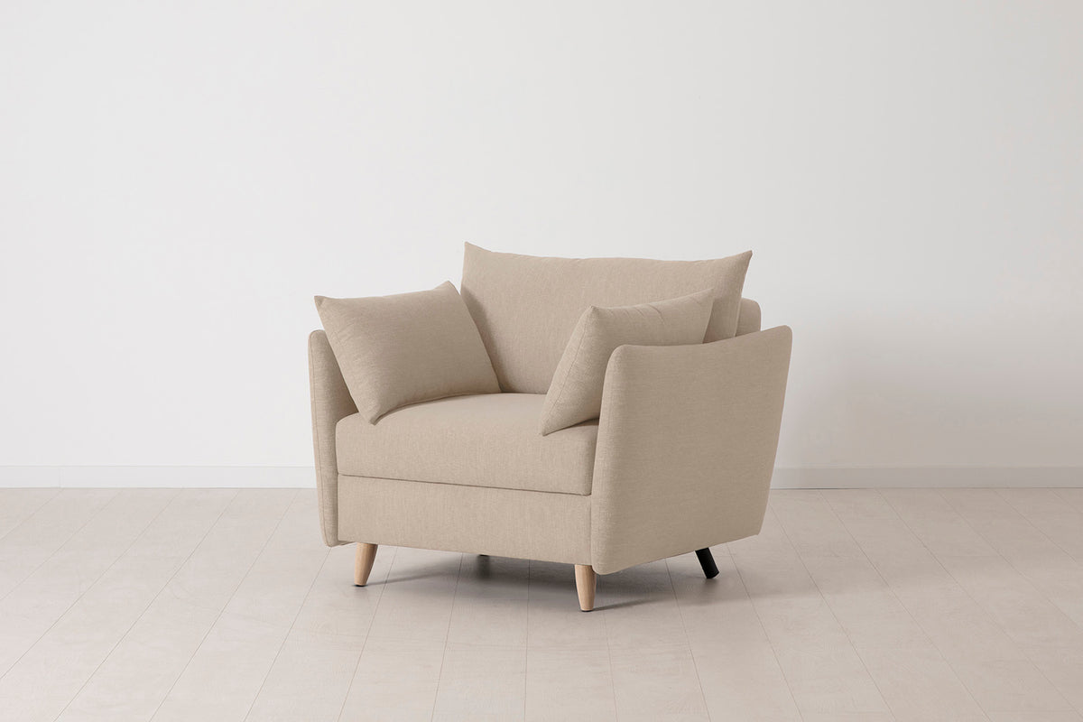 Model 08 Chair Bed Single Sofa Bed, Oak / Oatmeal