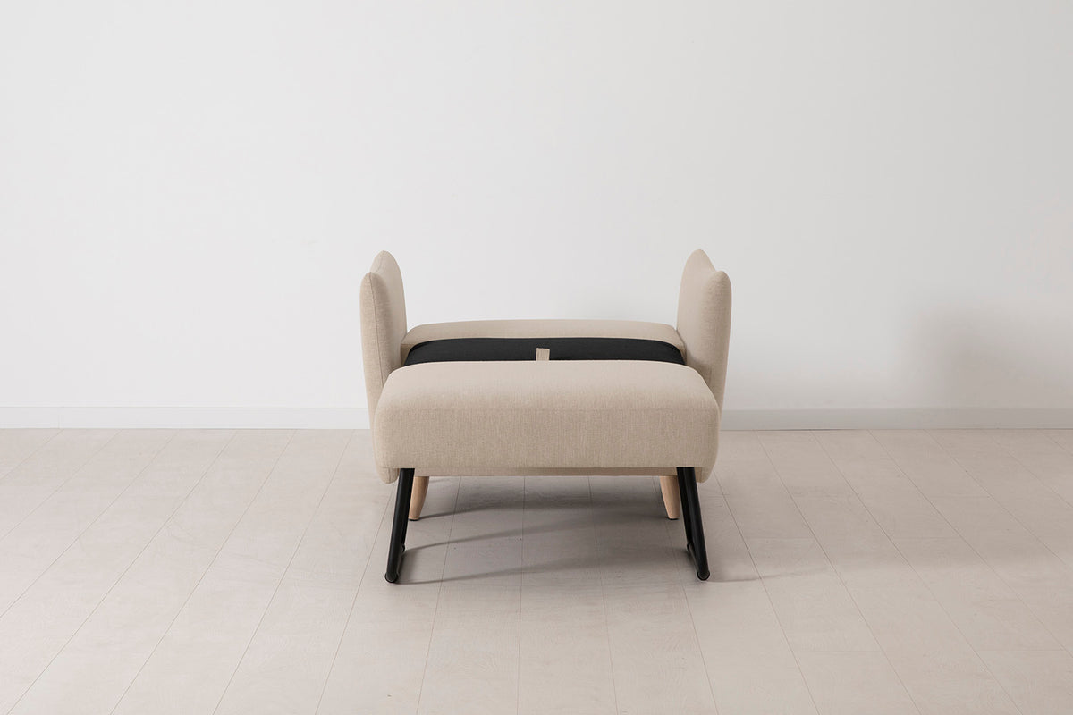 Model 08 Chair Bed Single Sofa Bed, Oak / Oatmeal