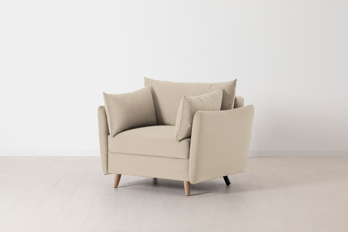 Model 08 Chair Bed Single Sofa Bed, Oak / Bone