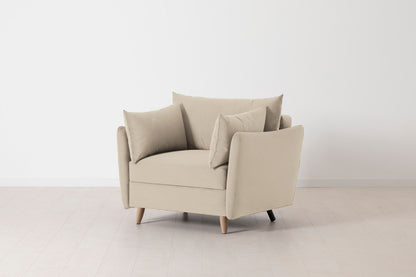 Model 08 Chair Bed Single Sofa Bed, Oak / Bone