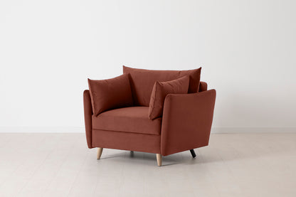 Model 08 Chair Bed Single Sofa Bed, Oak / Brick