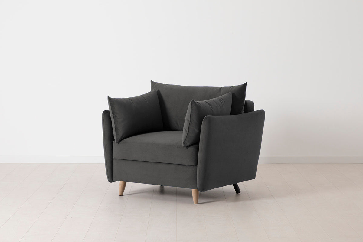 Model 08 Chair Bed Single Sofa Bed, Oak / Charcoal