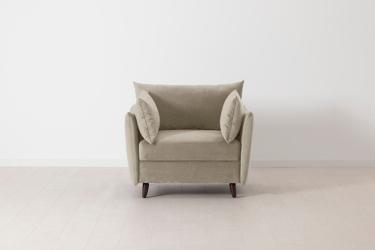 Single Chair Bed in cream chenille