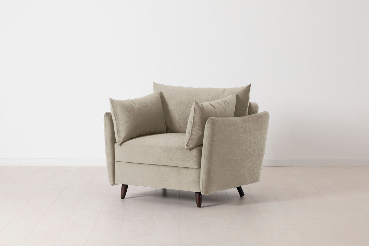 Single Chair Bed in cream chenille