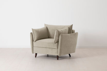 Single Chair Bed in cream chenille