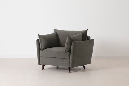Single Chair Bed in grey chenille