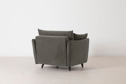 Single Chair Bed in grey chenille