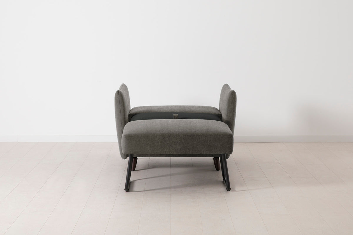 Single Chair Bed in grey chenille