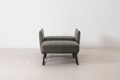 Single Chair Bed in grey chenille