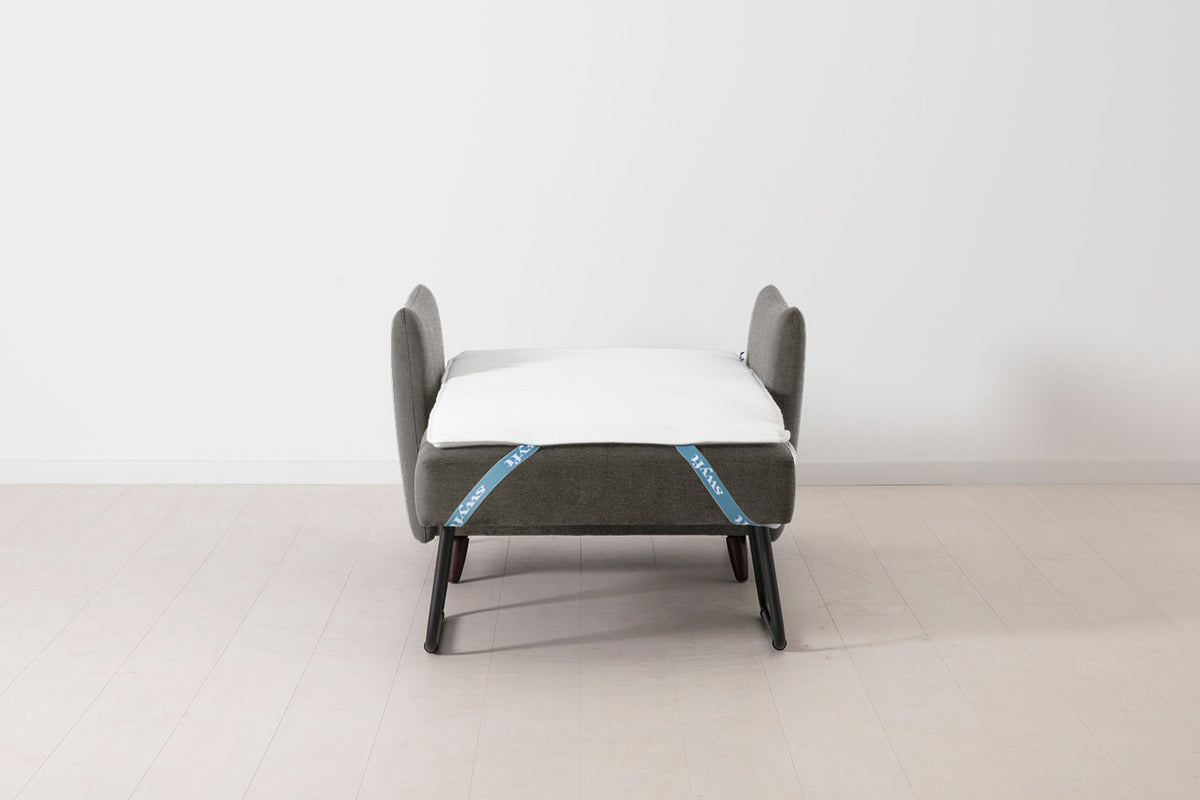 Single Chair Bed in grey chenille