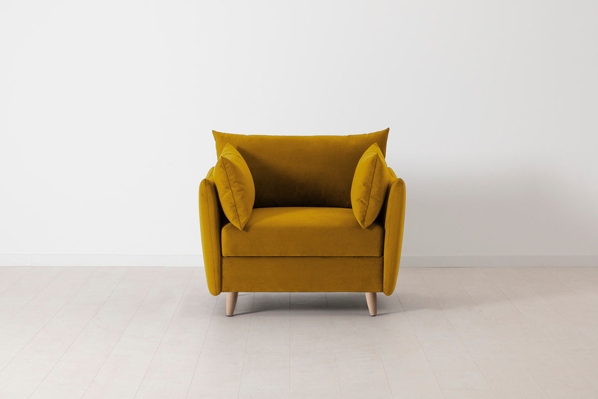 Model 08 Chair Bed Single Sofa Bed, Oak / Mustard