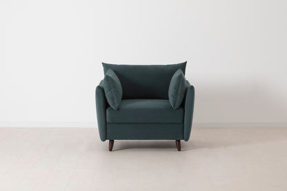 Single Chair Bed in blue velvet