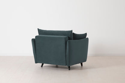 Single Chair Bed in blue velvet