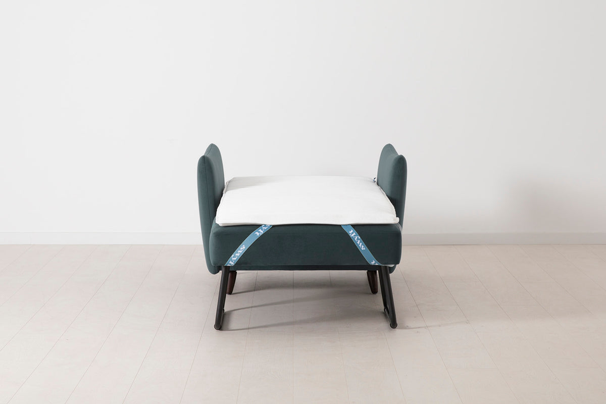 Single Chair Bed in blue velvet