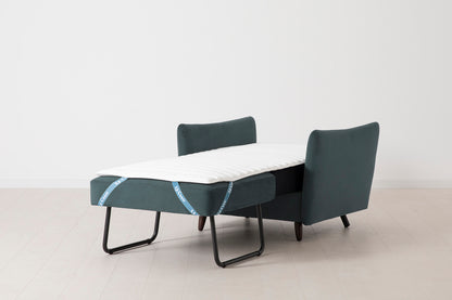 Single Chair Bed in blue velvet