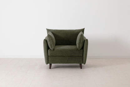 Single Chair Bed in green chenille