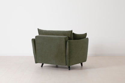 Single Chair Bed in green chenille