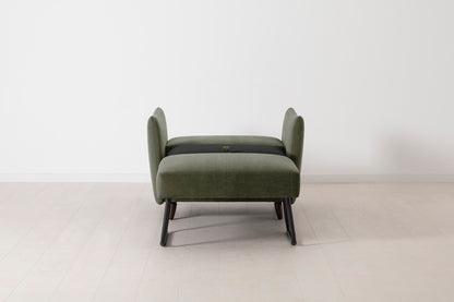 Single Chair Bed in green chenille