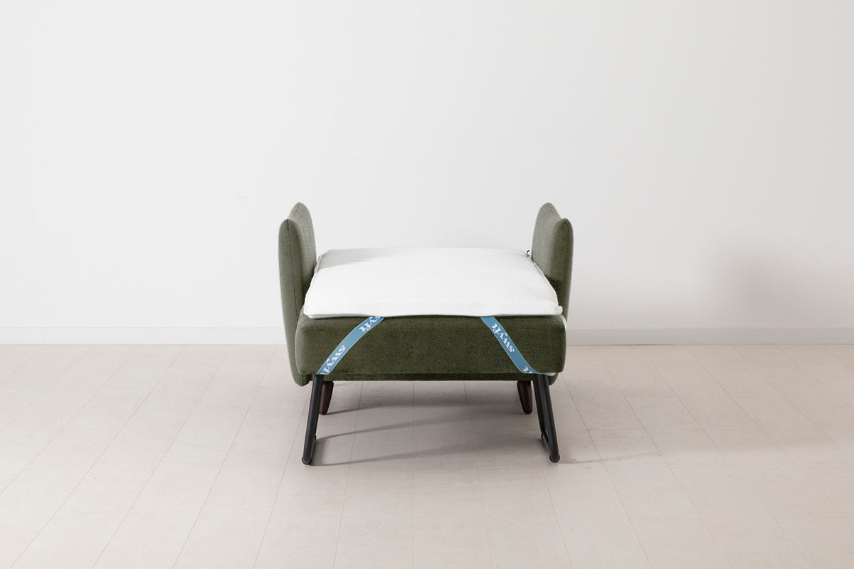 Single Chair Bed in green chenille