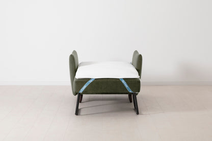 Single Chair Bed in green chenille