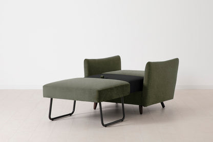 Single Chair Bed in green chenille