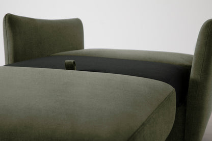 Single Chair Bed in green chenille