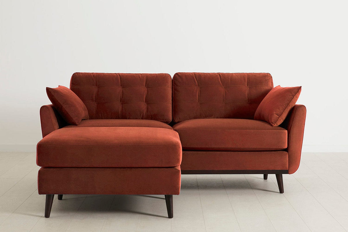 Ottoman in orange velvet