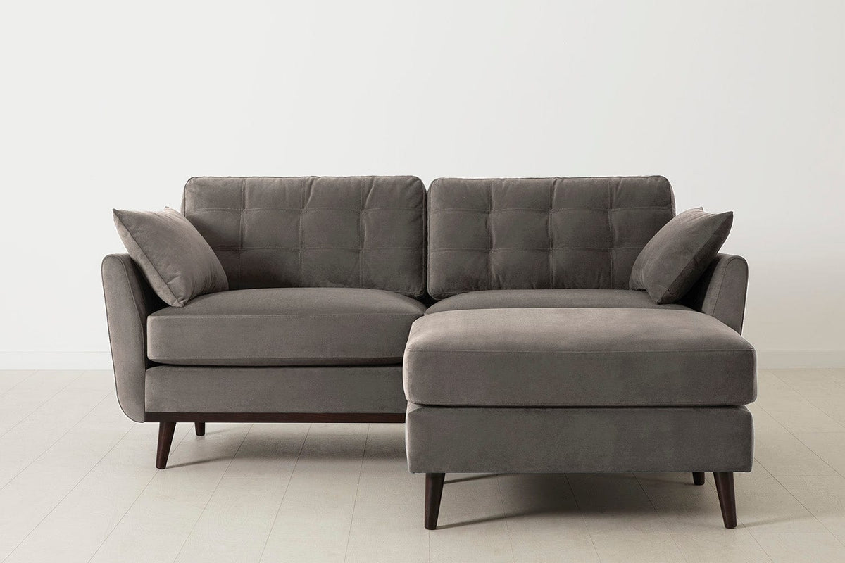 Ottoman in grey velvet