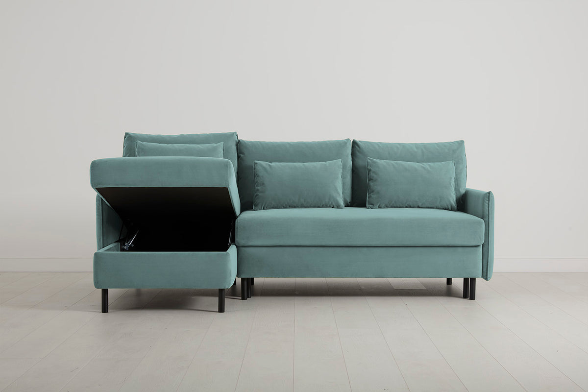 Model 12 Sofa Bed with Storage 3 Seater Left Chaise, Airforce