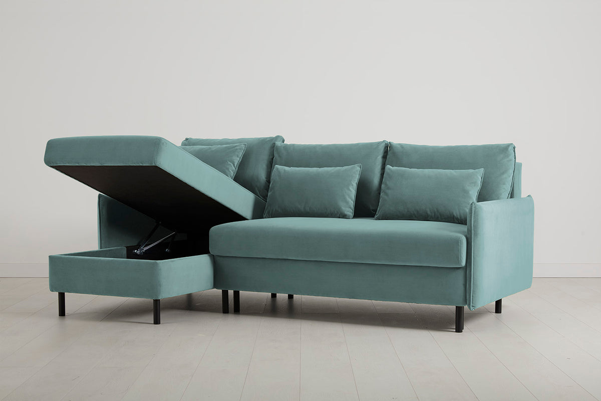 Model 12 Sofa Bed with Storage 3 Seater Left Chaise, Airforce