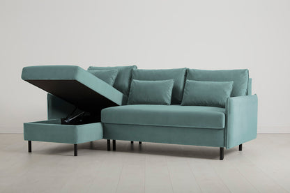Model 12 Sofa Bed with Storage 3 Seater Left Chaise, Airforce