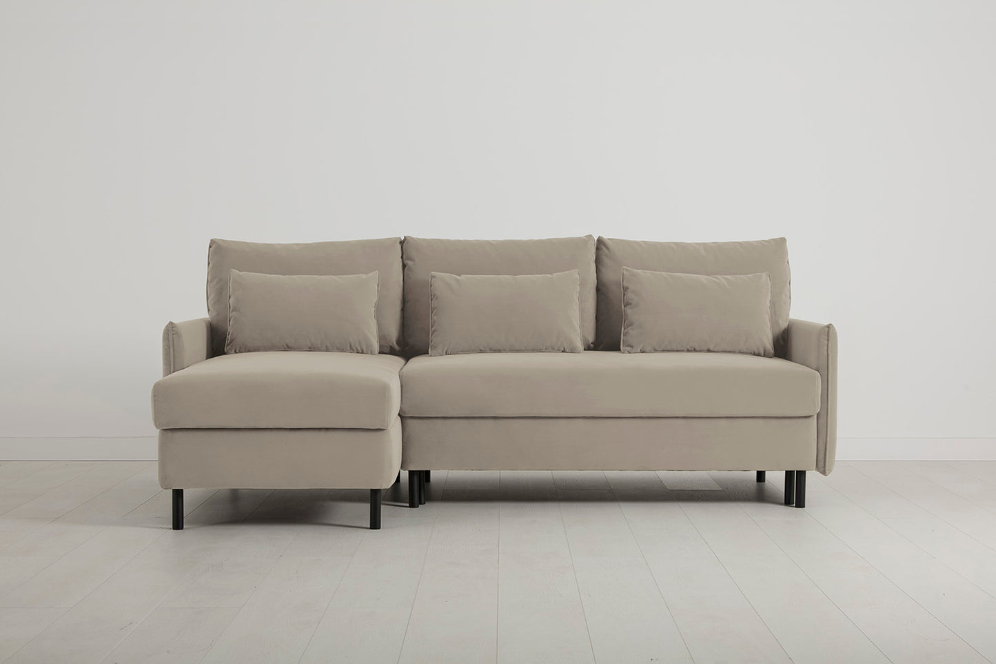 Model 12 Sofa Bed with Storage 3 Seater Left Chaise, Bone