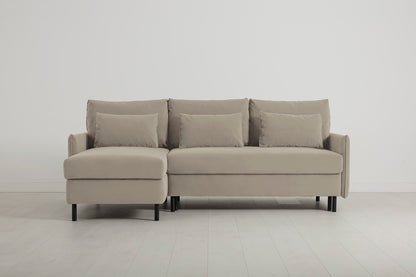 Model 12 Sofa Bed with Storage 3 Seater Left Chaise, Bone