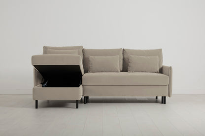 Model 12 Sofa Bed with Storage 3 Seater Left Chaise, Bone