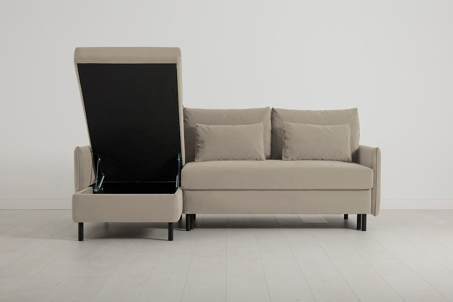Model 12 Sofa Bed with Storage 3 Seater Left Chaise, Bone