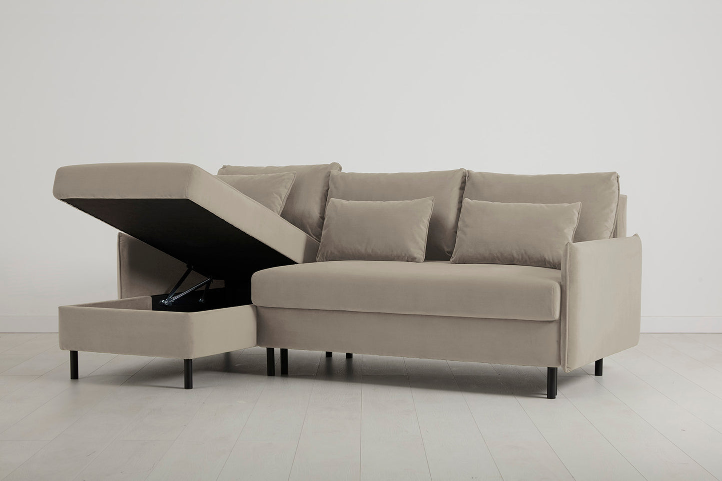 Model 12 Sofa Bed with Storage 3 Seater Left Chaise, Bone