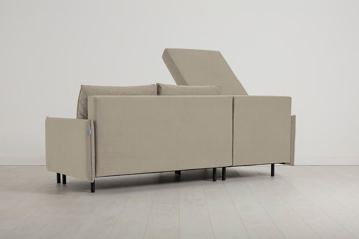 Model 12 Sofa Bed with Storage 3 Seater Left Chaise, Bone