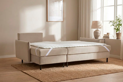 Model 12 Sofa Bed with Storage 3 Seater Left Chaise, Bone