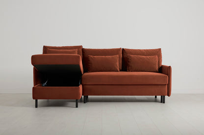 Model 12 Sofa Bed with Storage 3 Seater Left Chaise, Brick