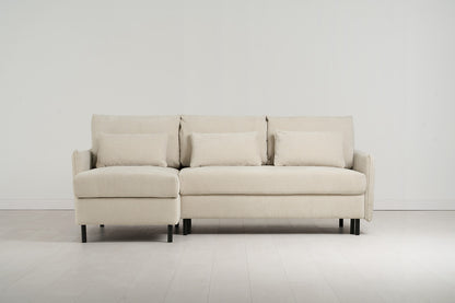 Model 12 Sofa Bed with Storage 3 Seater Left Chaise, Chalk