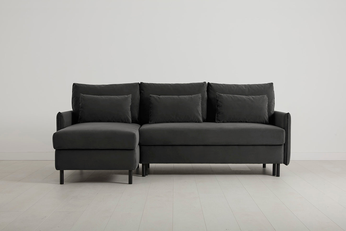 Model 12 Sofa Bed with Storage 3 Seater Left Chaise, Charcoal