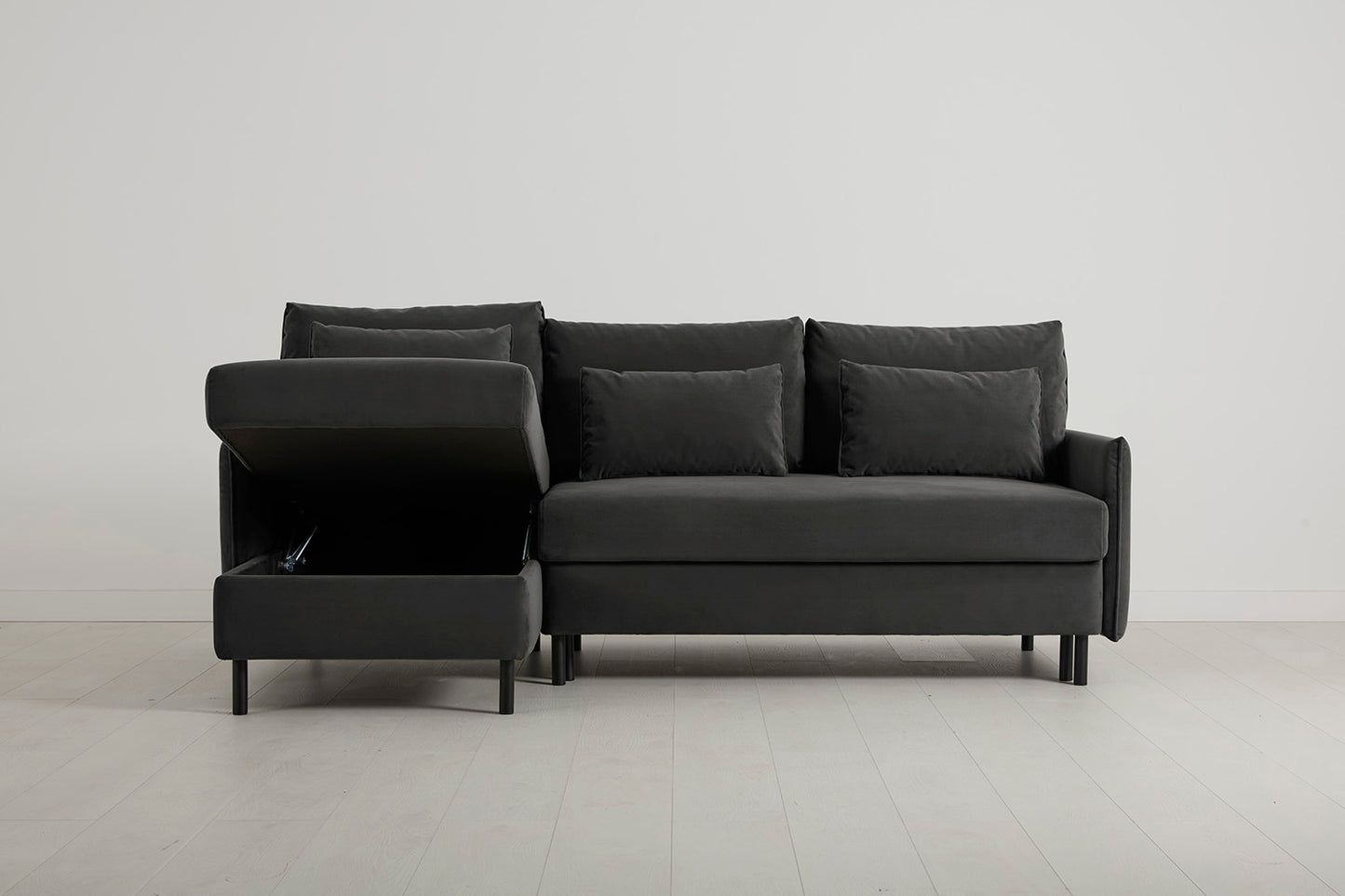 Model 12 Sofa Bed with Storage 3 Seater Left Chaise, Charcoal