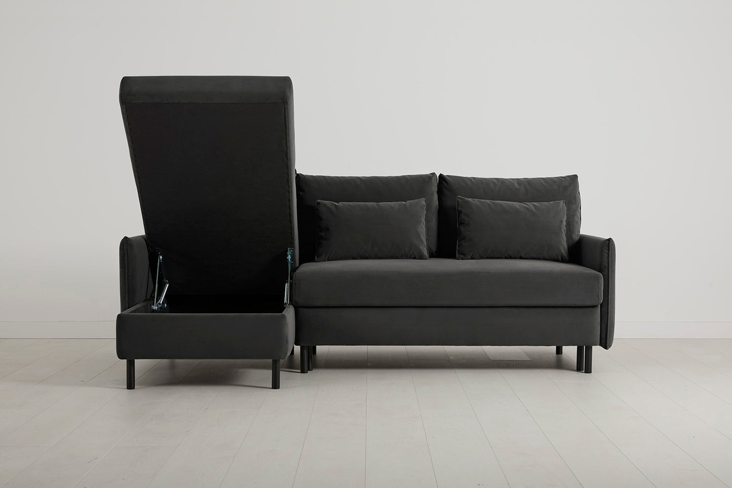 Model 12 Sofa Bed with Storage 3 Seater Left Chaise, Charcoal