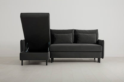 Model 12 Sofa Bed with Storage 3 Seater Left Chaise, Charcoal