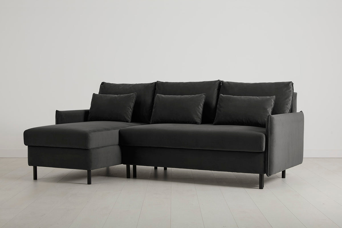 Model 12 Sofa Bed with Storage 3 Seater Left Chaise, Charcoal